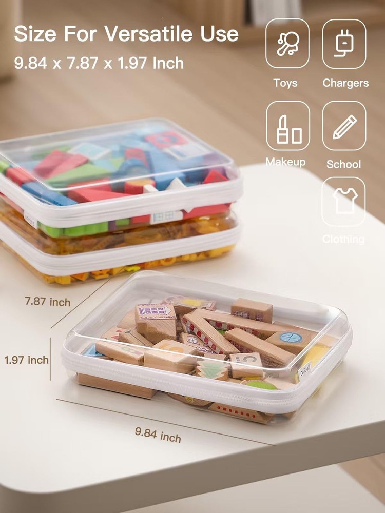 Zippered Pouch Hard, Clear Zippered Hard Pouch, Stackable Storage Bins, Porta...