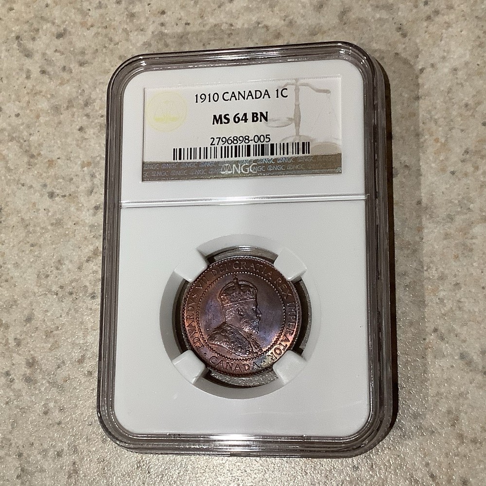 1910 Canada Large Cent NGC MS64BN **Beautiful Toning**