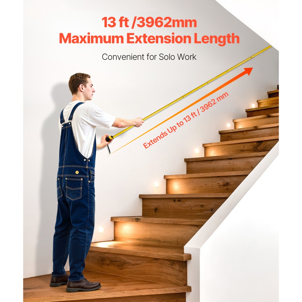 25ft Tape Measure w/ Dual-Scale ft/m, Retractable ABS Case, Easy Read