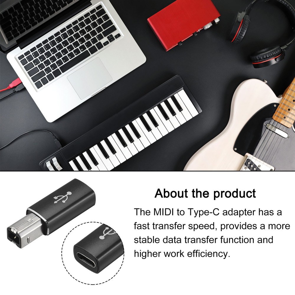 USB C to Printer Convert Adapters Type C to USB B Adapters Black /2 Pcs