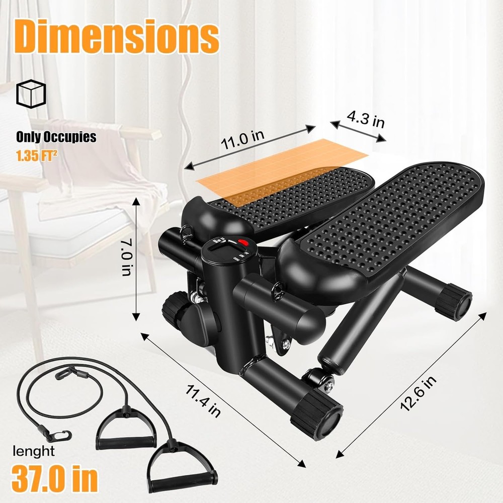 Compact Hydraulic Stepper with Real-Time Tracking & Adjustable Height for Toning