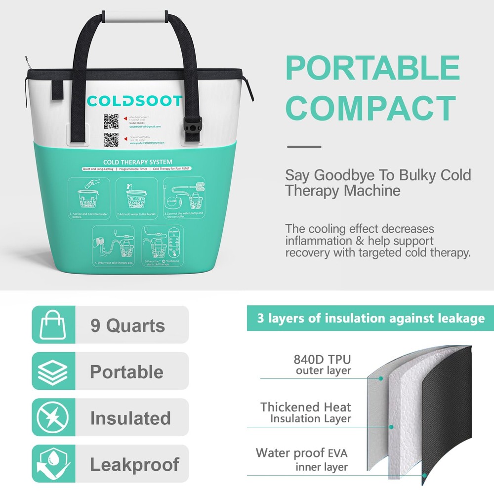 Cold Therapy Machine w/Timer Compact and Portable Ice Machine for Knee After ...