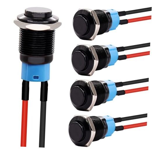 /5PCS 12mm Push Button Switch ON Off Mini Round Waterproof Black Shell Latching