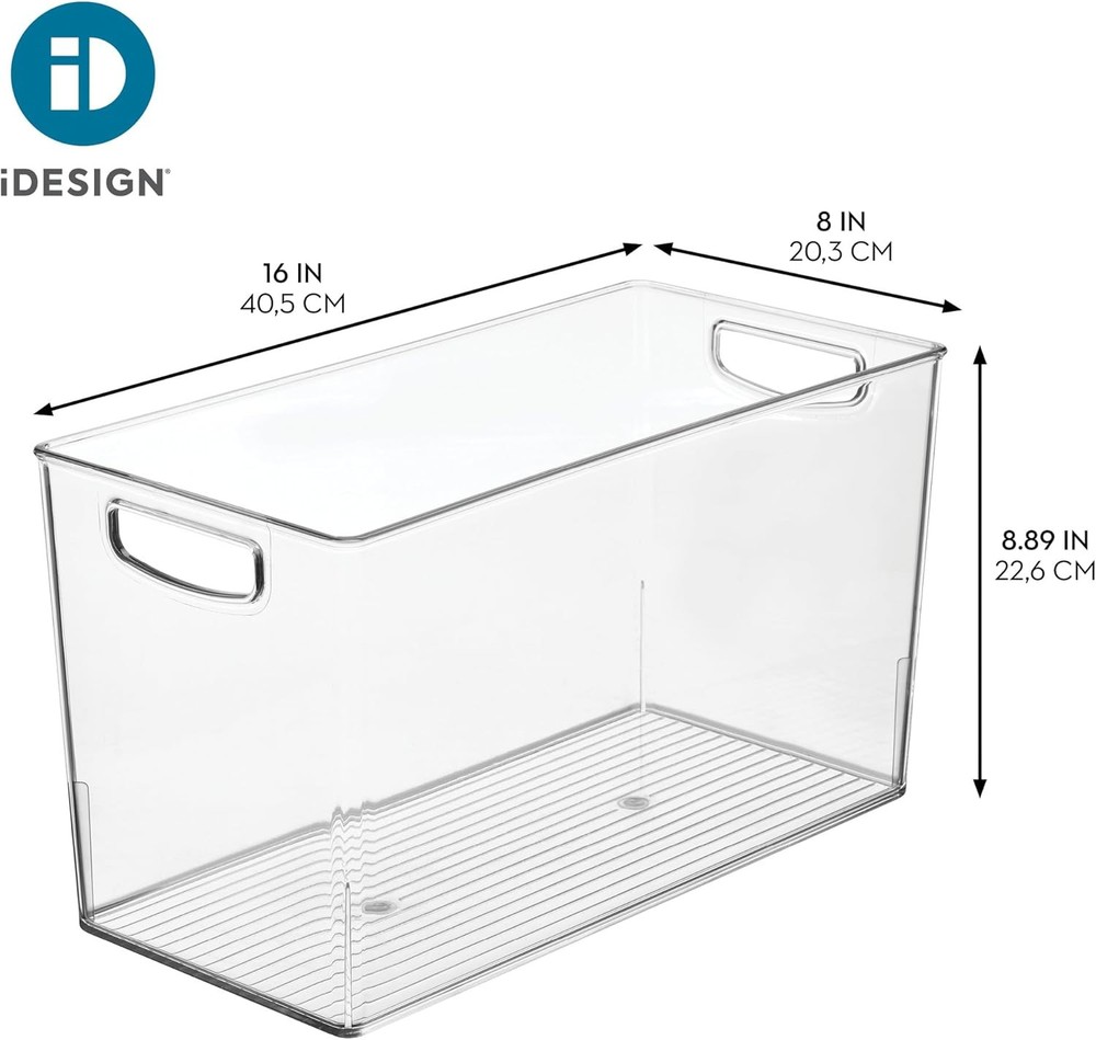 iDesign Recycled Plastic Pantry Storage Bin Linus Collection Clear