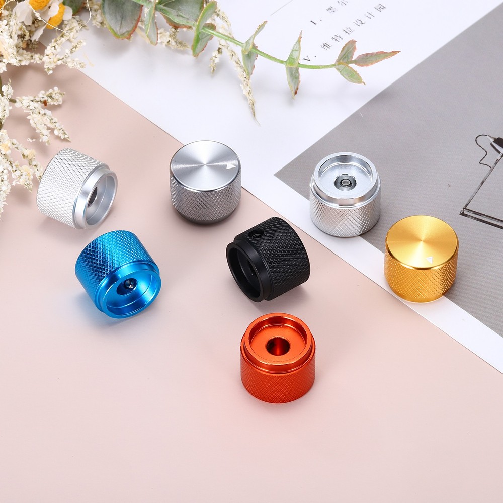4PCS Guitar Knobs Metal 1/4"x7/8"x0.6" Potentiometer Knobs Wrench Orange Red