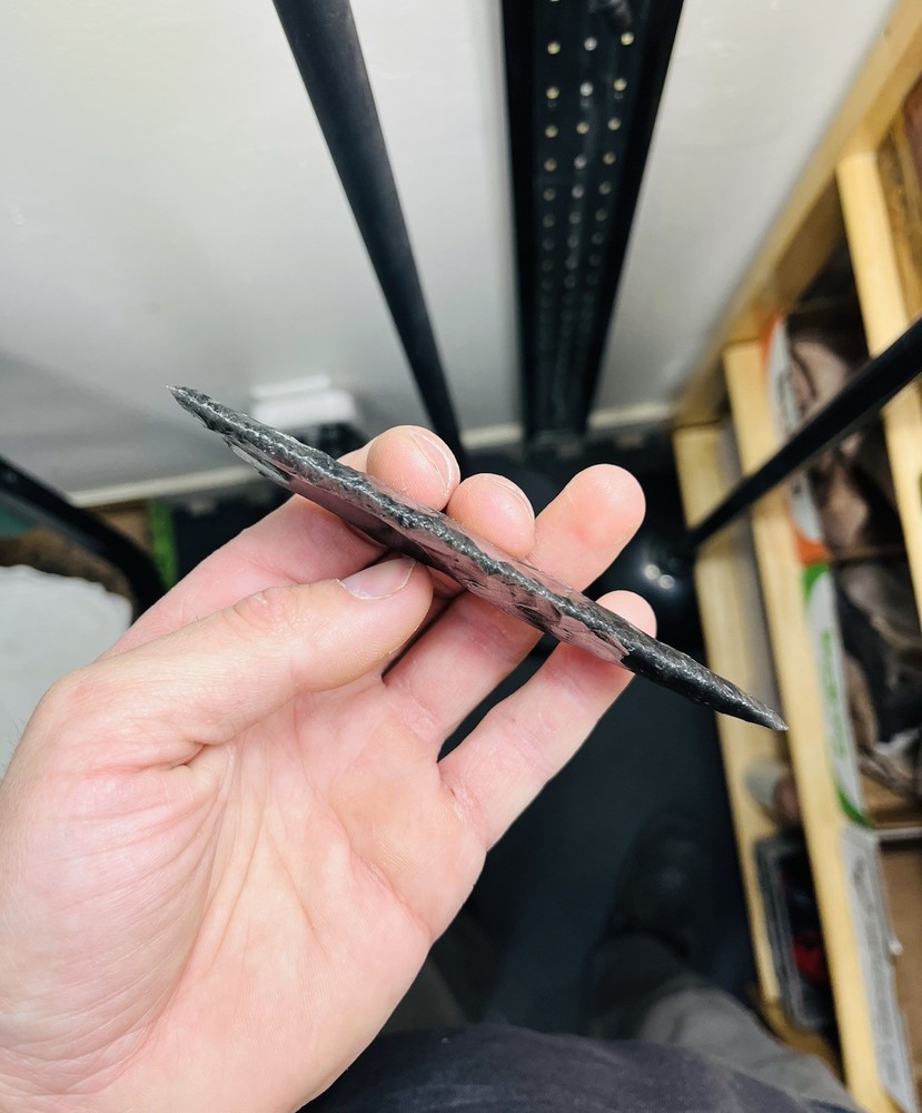 5” 1/8 Utah Black Obsidian Clovis Arrowhead.