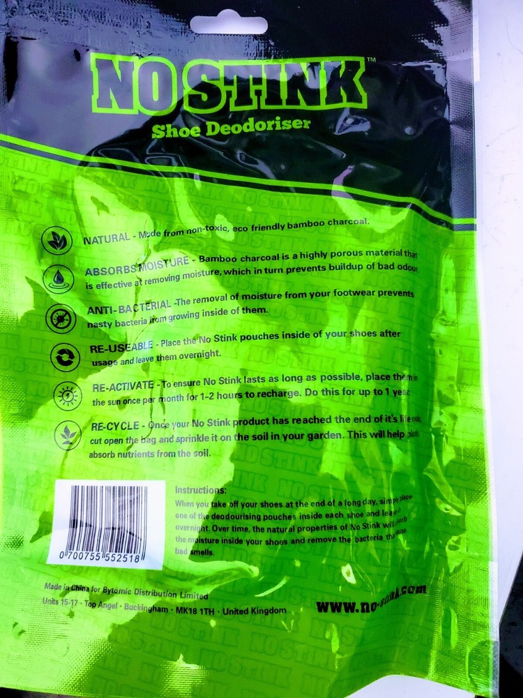 No Stink deodorizer and moisture absorber. Remove bacteria and bad smells