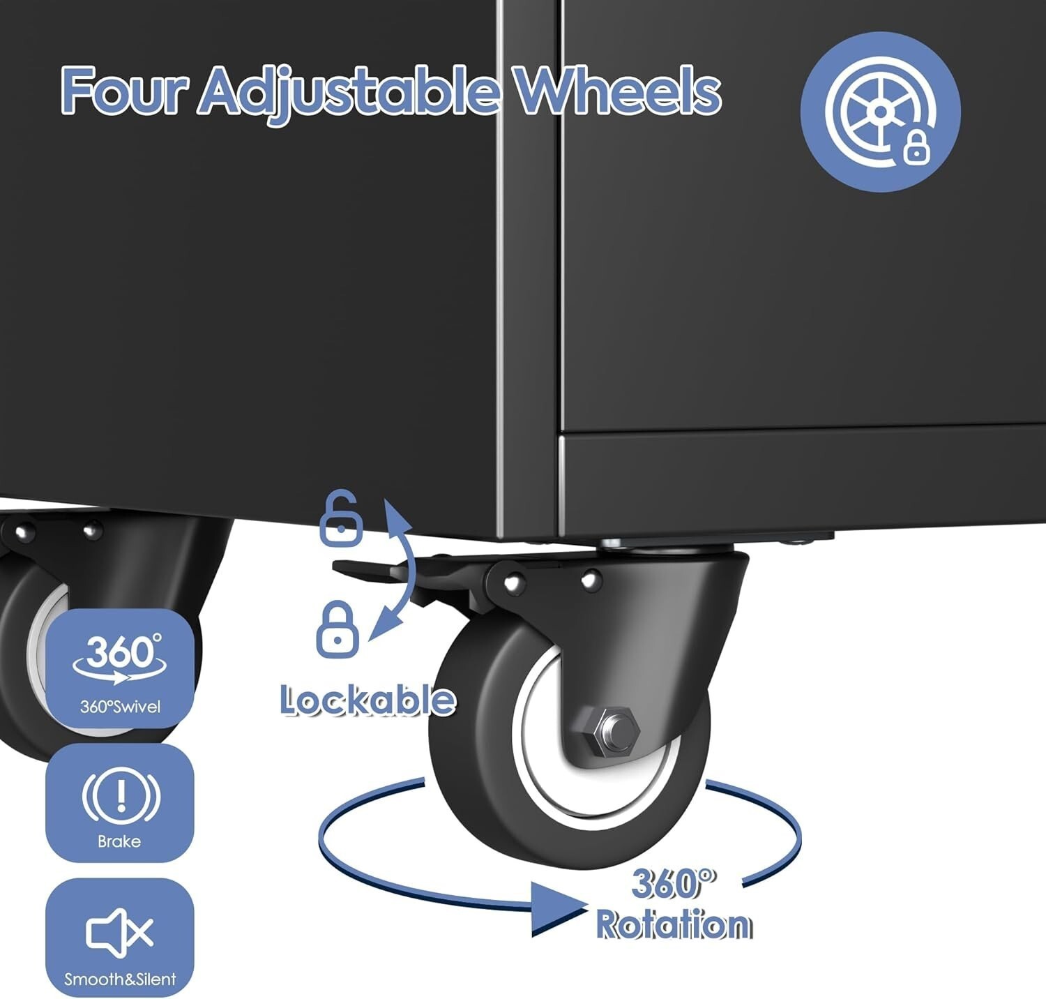 Rolling Tool Chest Tool Lock Storage Cabinet Boxes on Wheels Garage Adjustable