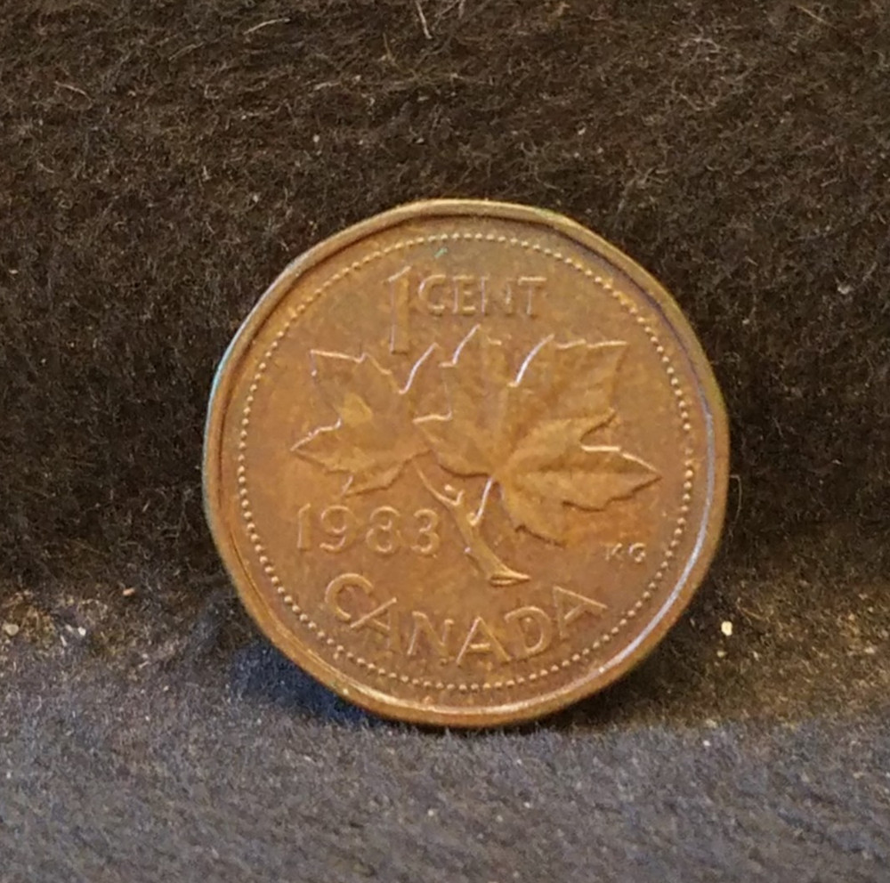 1983 Canada cent, Elizabeth II, 12-sided flan, KM-132
