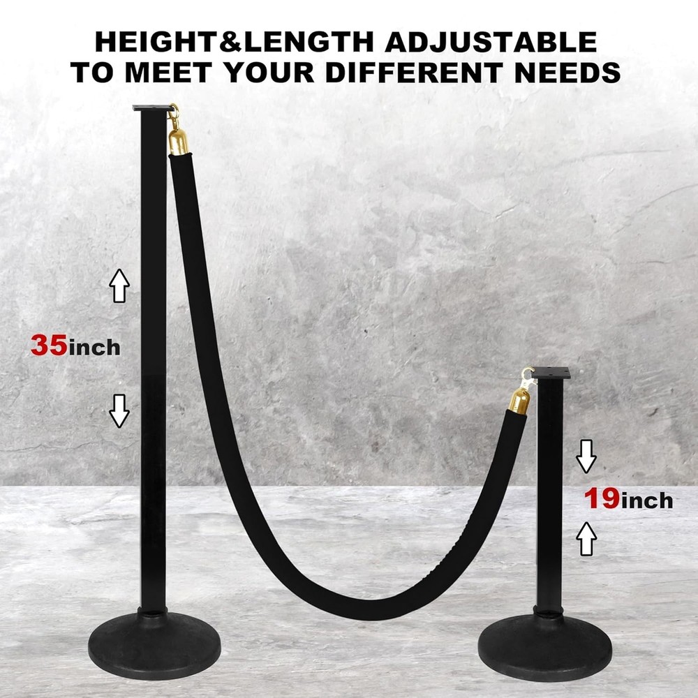 Stanchion Posts with Velvet Rope - Adjustable, Portable Crowd Control Solution