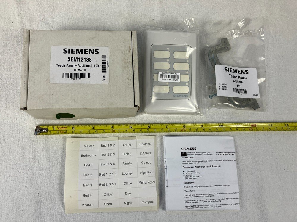 Siemens SEM12138 Touch Panel - Additional 8 Zone - 12430-1191695 - Unused