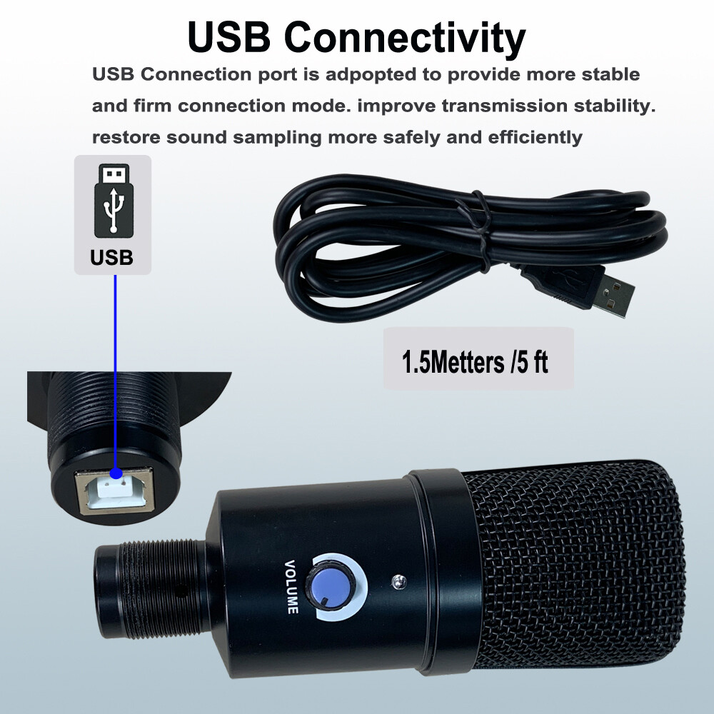 USB Condenser Microphone Kit Complete Set For PC Laptop Studio Recording Singing
