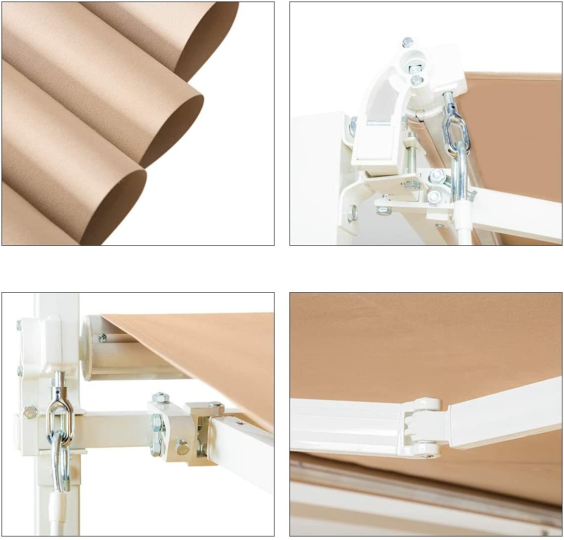 Patio Awning Manual Retractable Sun Shade Canopy Outdoor Deck Shelter 4 Size