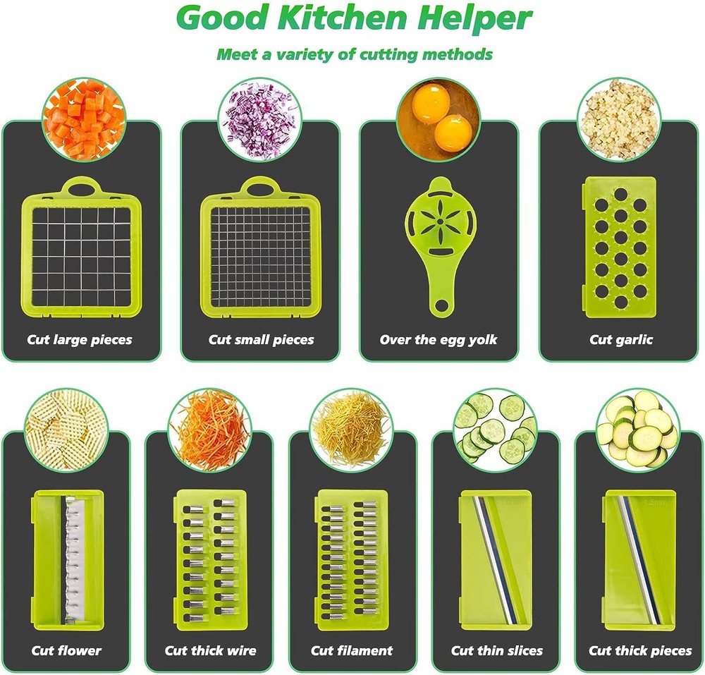 Vegetable Chopper 14 In 1 Mandoline Slicer Multi-Function Kitchen  7 Replaceable