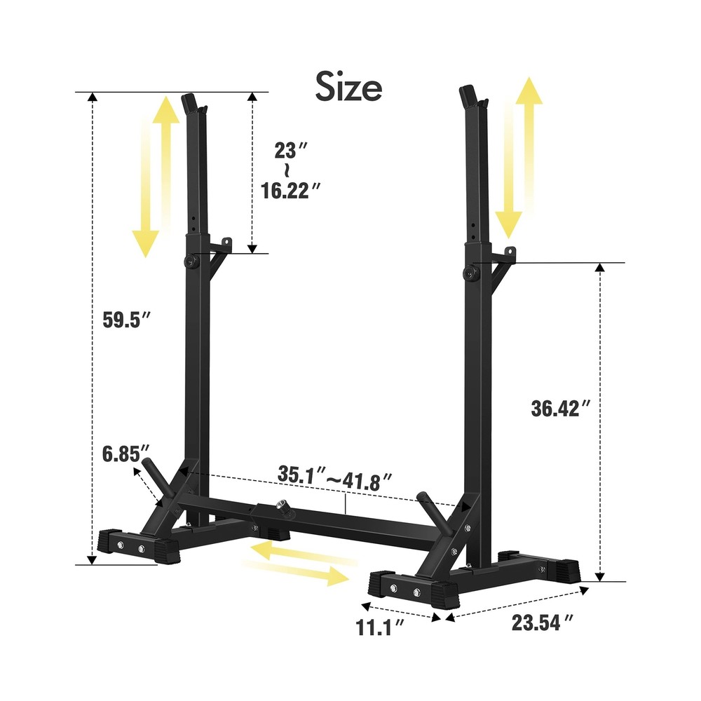 CANPA Adjustable Squat Rack Stand Multi-Function Barbell Rack Weight Lifting ...