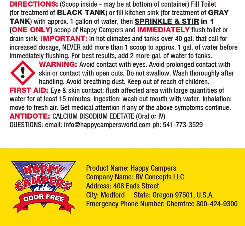 HAPPY CAMPERS RV Holding Tank Treatment - 18 Treatments