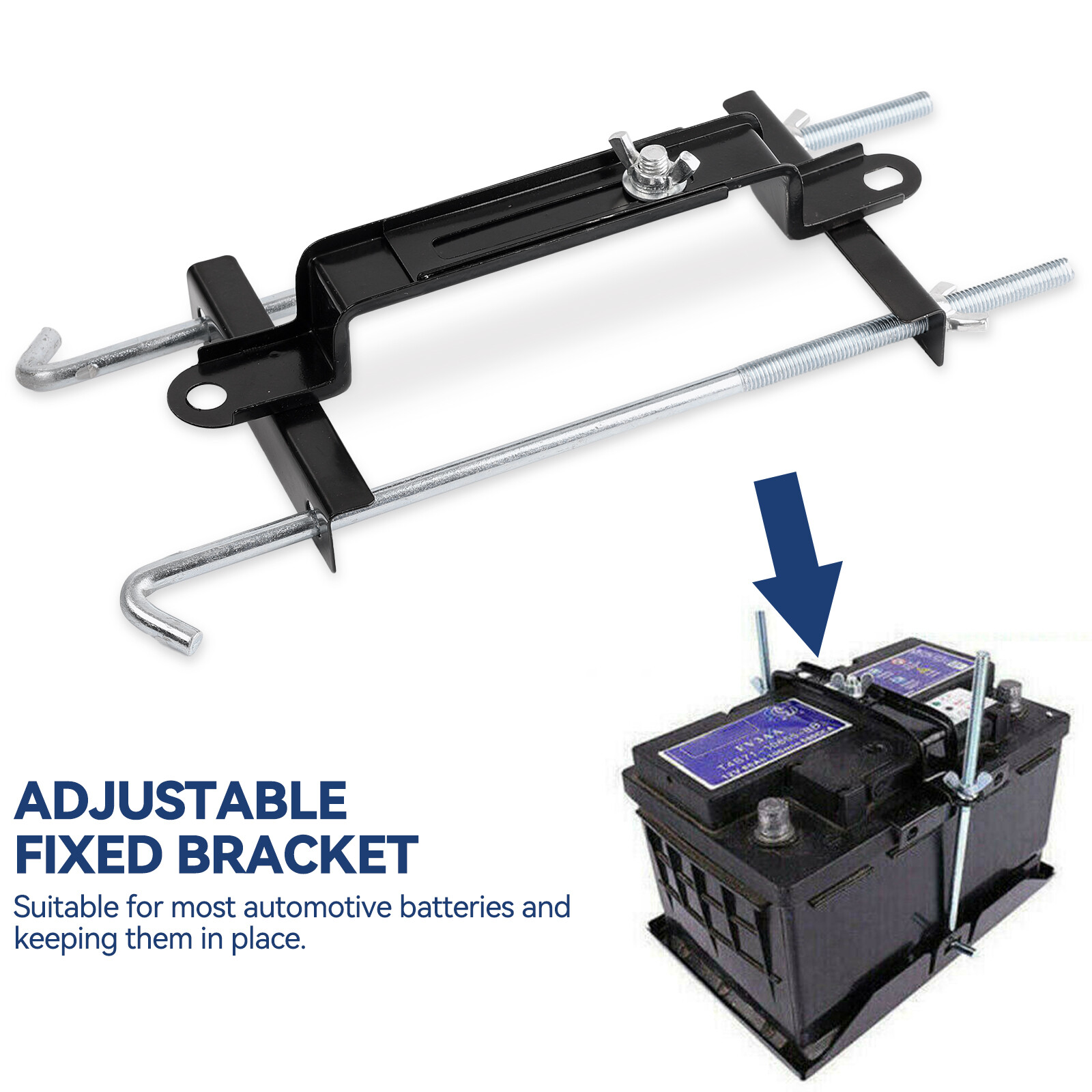 10.6'' 27CM Battery Car Tie Down Bracket With J bolts Hold Down Sets Adjustable.