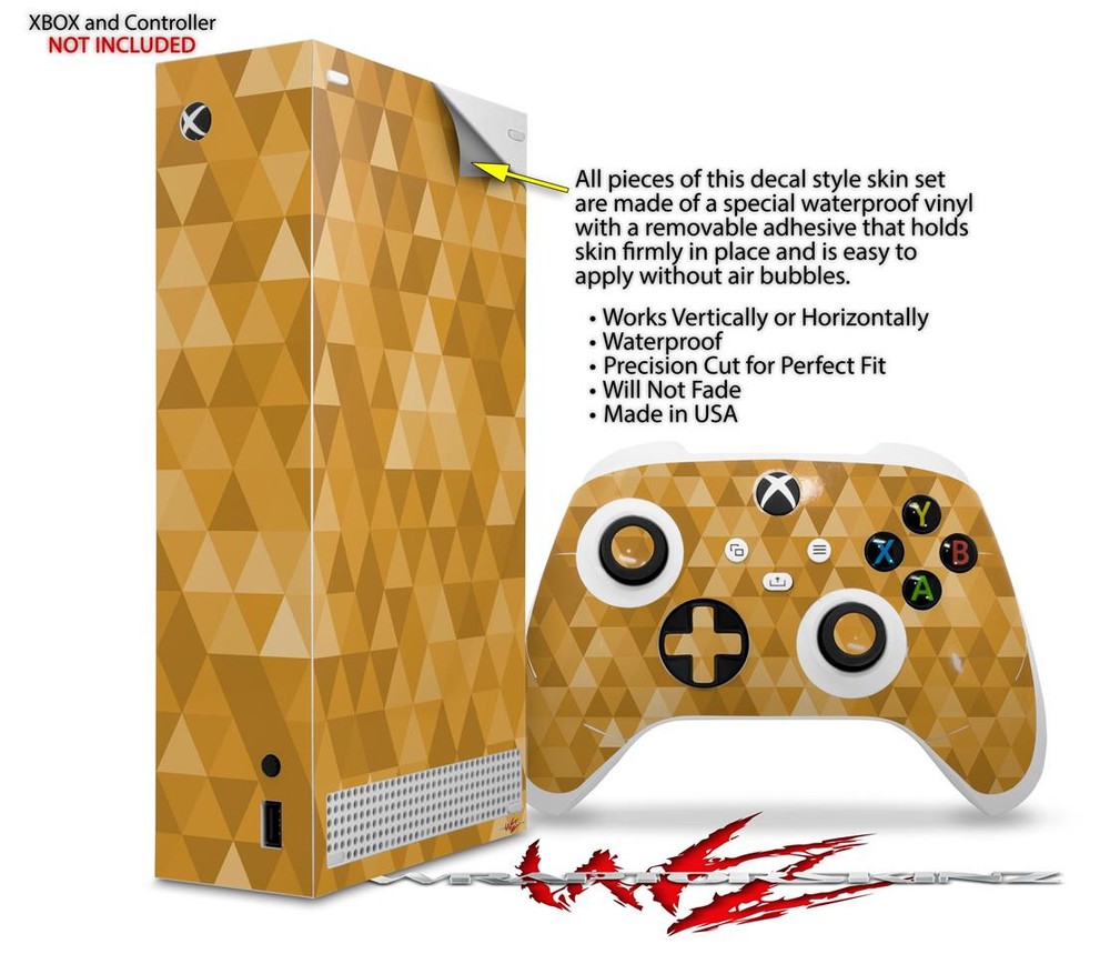 Skin Wrap for XBOX Series S Console Controller Triangle Mosaic Orange