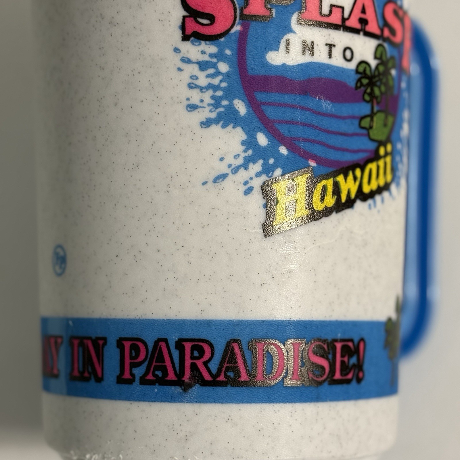 TWO Vintage Fountain Drinks Splash Into Hawaii Aladdin Travel Mugs Cups W/Lids