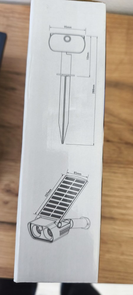 Outdoor LED spotlight light - solar panel - motion sensor IP65 6500k