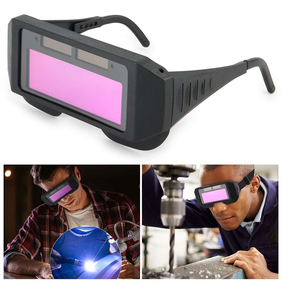 2Pcs Welding Glasses Auto Darkening Goggles Safety Automatic Dimming Welder Arc