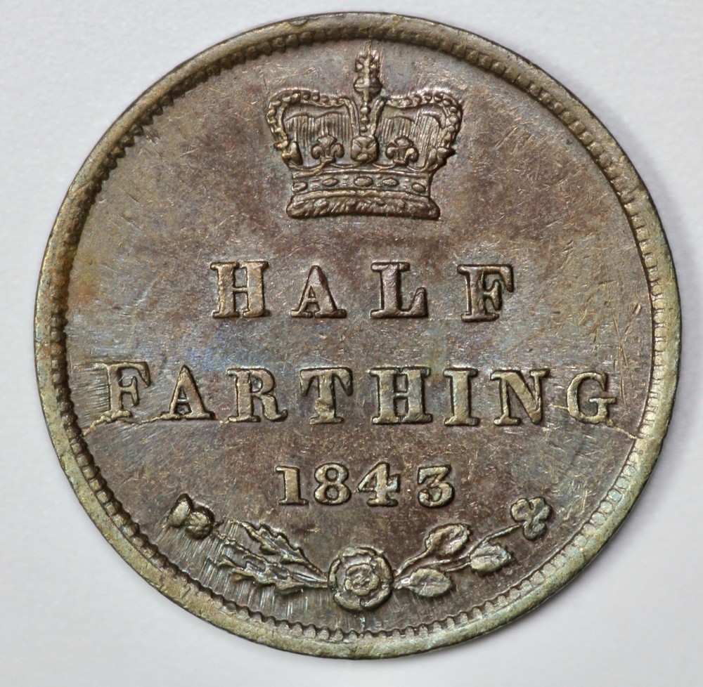 1843 Great Britain Young Head Half Farthing UNC