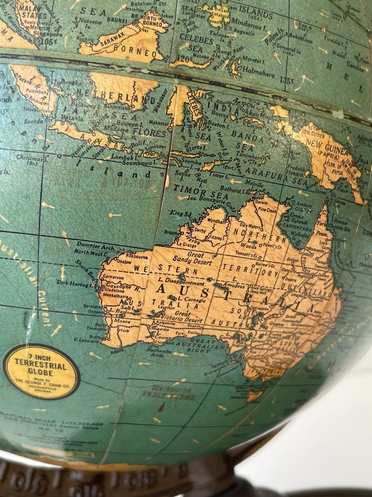 Cram's Universal Territorial Globe 12" 1930's Vintage