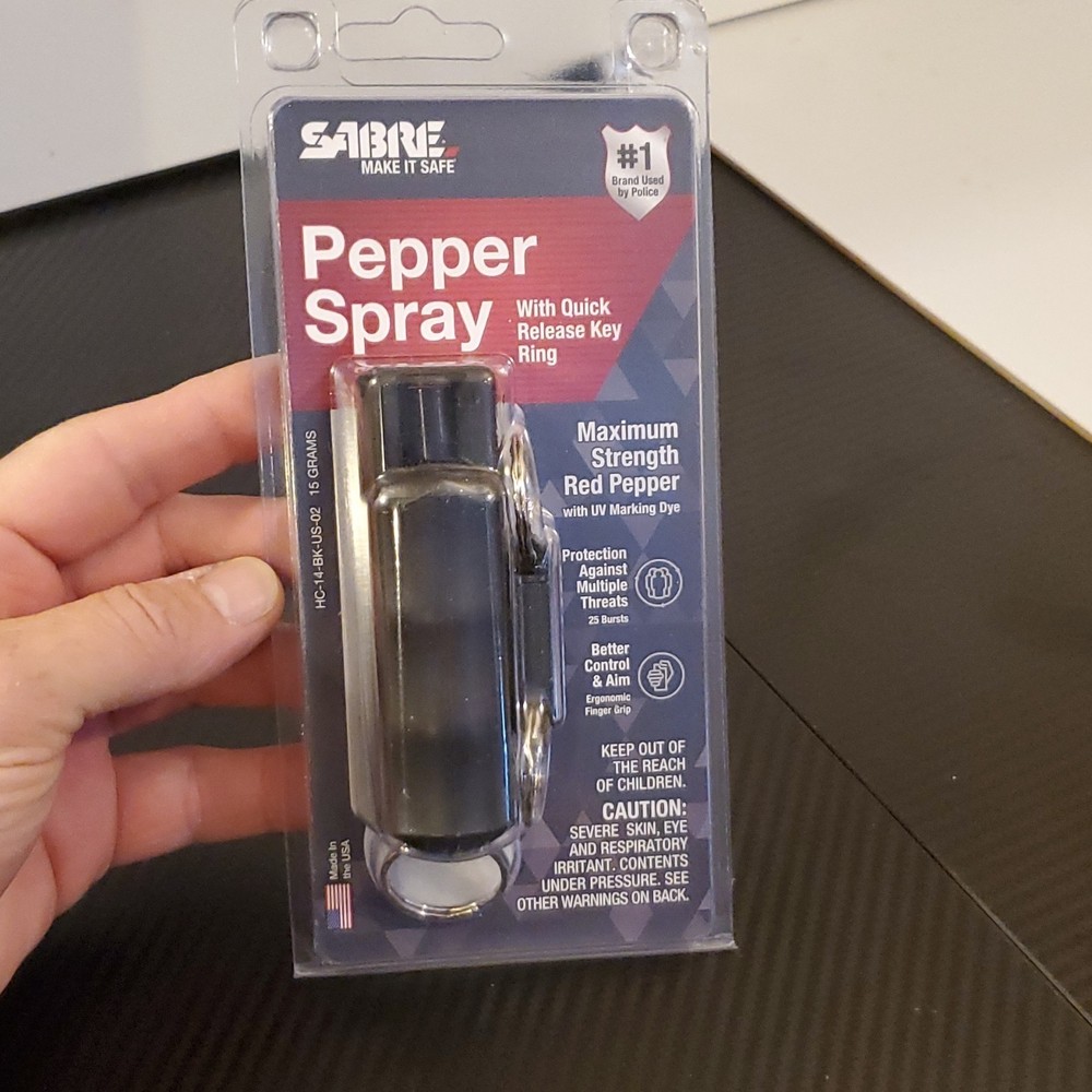 Sabre Pepper Spray Maximum Strength Quick Release Key Ring UV Marking Dye