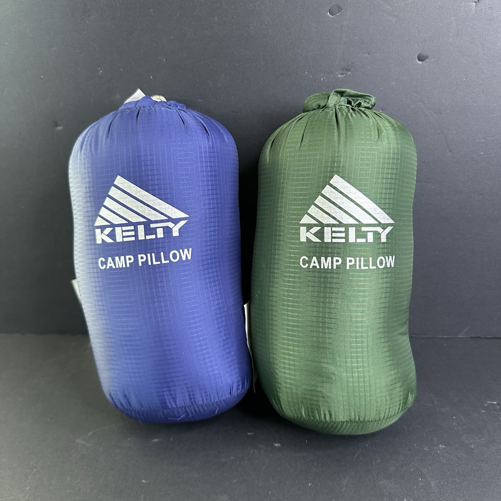 Lot of 2 Kelty Camp Pillows With Stuff Sacks Blue Green