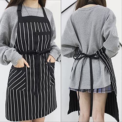 2 Pack Kitchen Cooking Aprons, Adjustable Bib Soft Chef Apron with 3 Brown 2