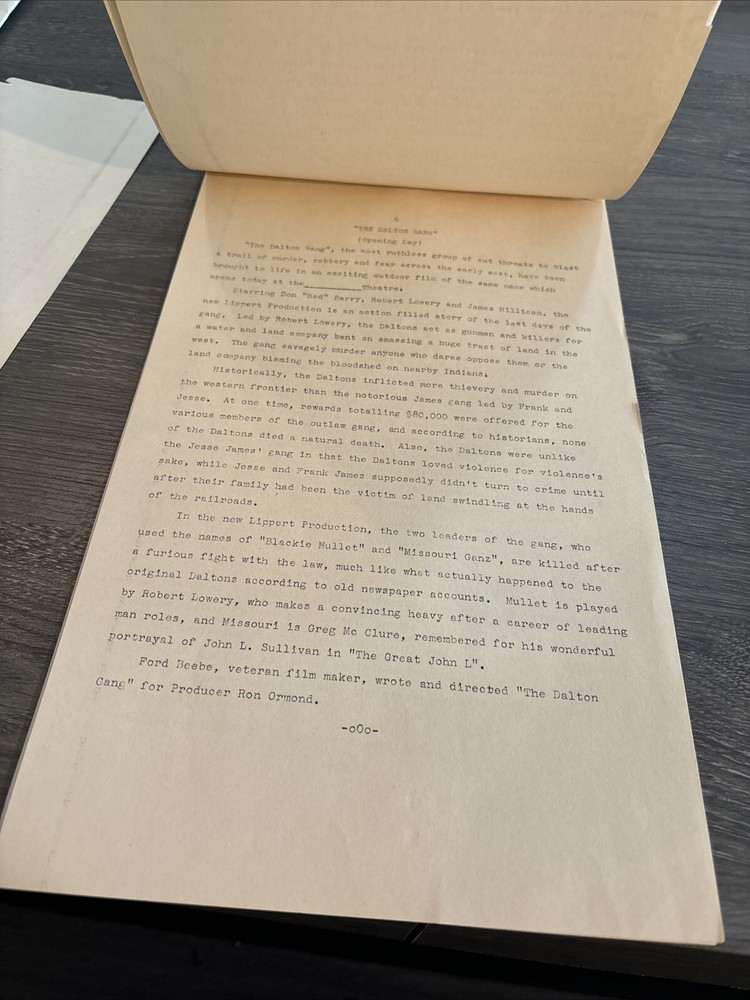 1949 The Dalton Gang Script Not Complete (G)
