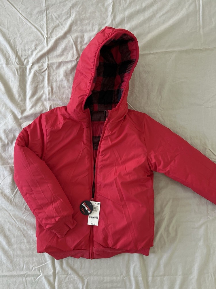 NWT Epic Threads Big Boys Checkered Full Zip Reversible Hooded Puffer Jacket