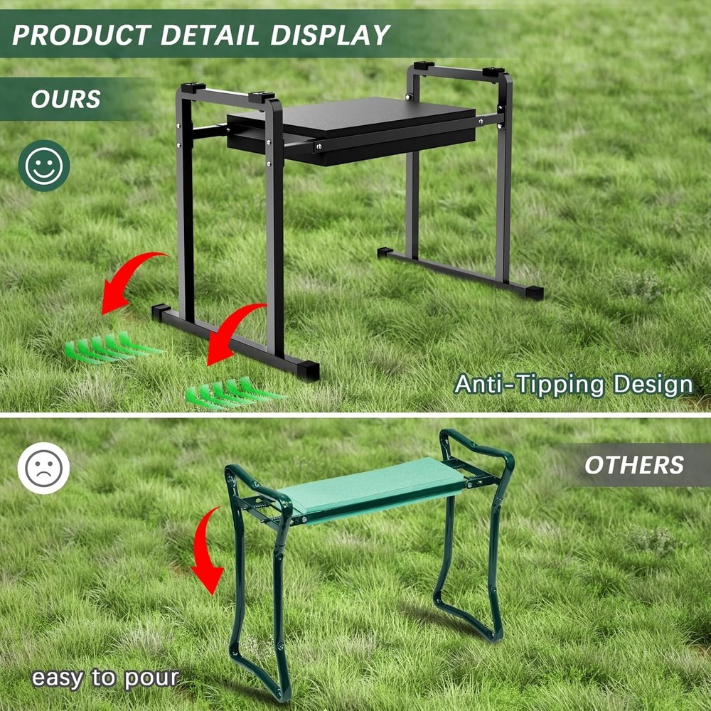 Innovative Multi-Purpose Garden Kneeler with Tool Bag - Strong & Stable Support