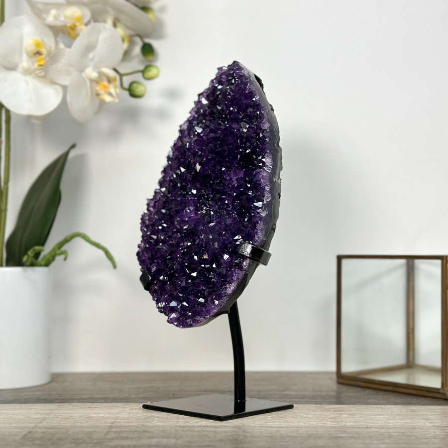 Uruguayan Amethyst Crystal Cluster on Stand. MWS2635