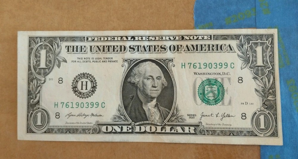 ((ERROR Misalign Misprint)) Offset Right Misprint! 2021 $ 1 One Dollar Bill 2021