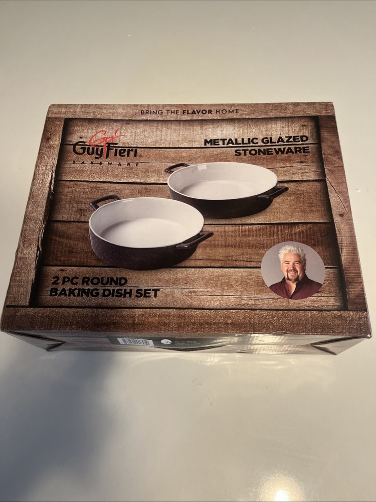 GuyFieri Metallic Glaze Stoneware Bakeware NEW IN BOX (2 pc Per Item)