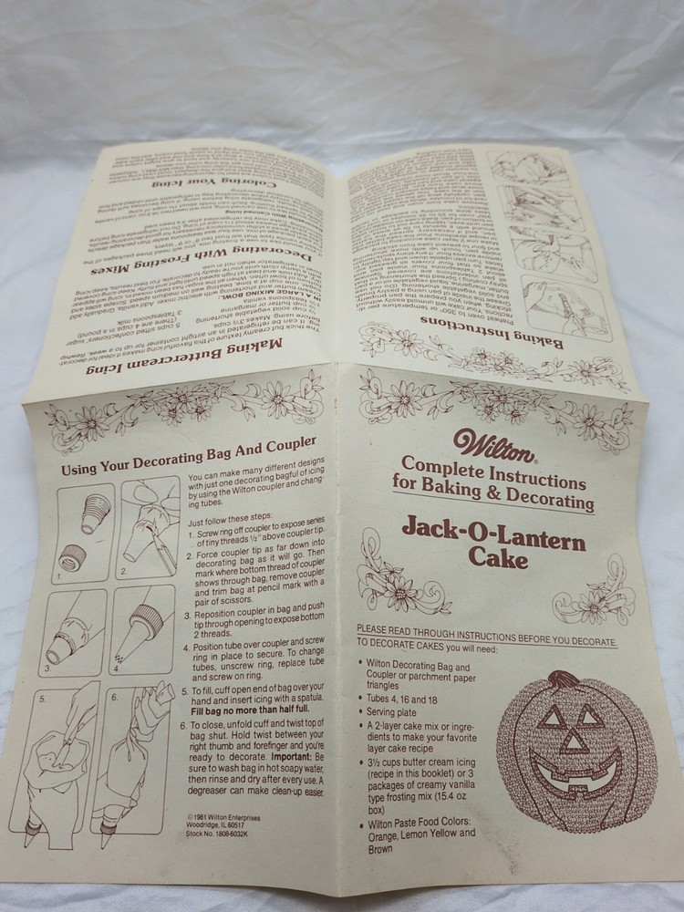 Wilton Jack-O-Lantern Cake Pan Instructions For Baking And Decorating