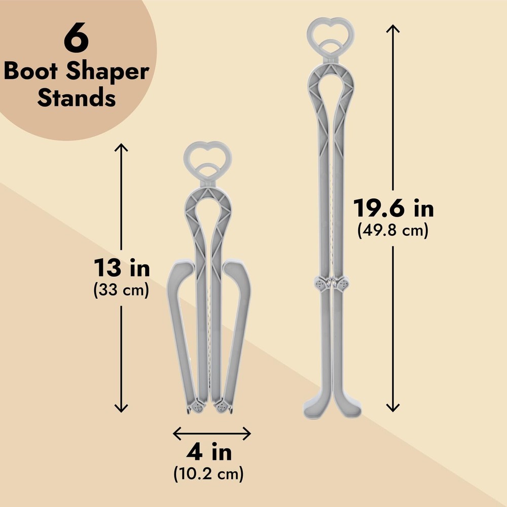 Juvale 6 Pack Folding Boot Shaper Stands for Storage, Grey Clip Support Inserts,
