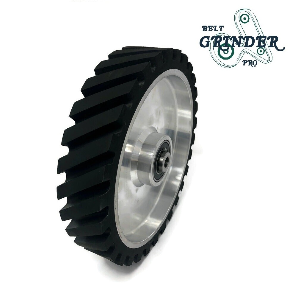 10" Belt Grinder Contact Wheel Serrated Rubber With 2 heavy Duty bearing 6205 RS