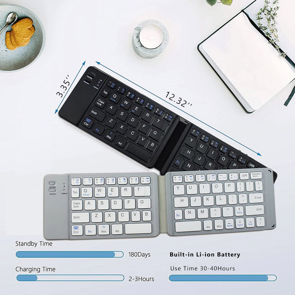 Mini Foldable Wireless Bluetooth Keyboard for PC Laptop iPhone iPad iOS Tablet