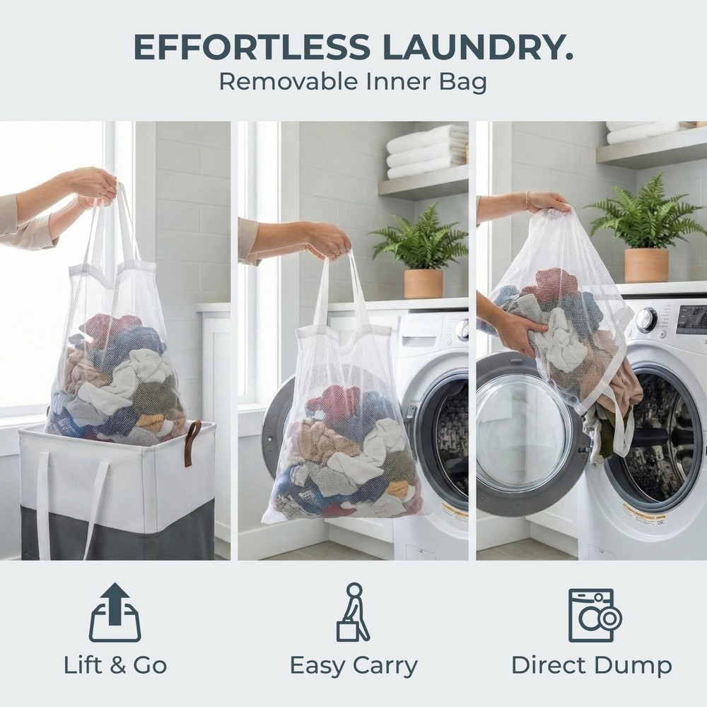 Laundry Basket with Wheels – Foldable, Space-Saving, Fabric Slim Laundry H