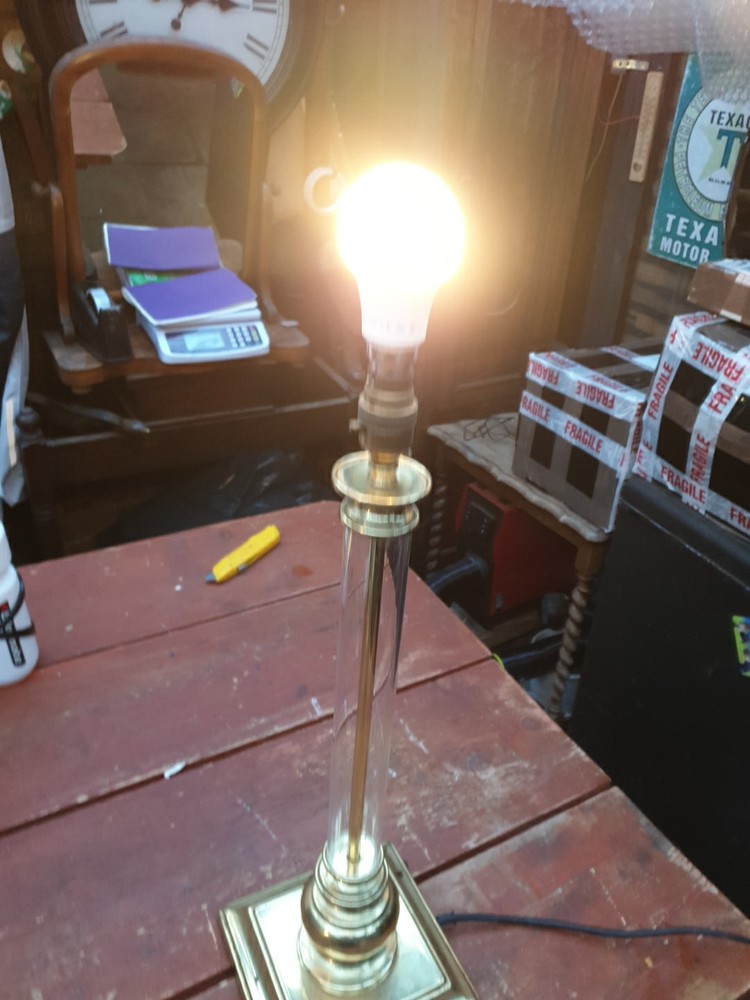 Single Column Table Lamp Brass And Glass Combination