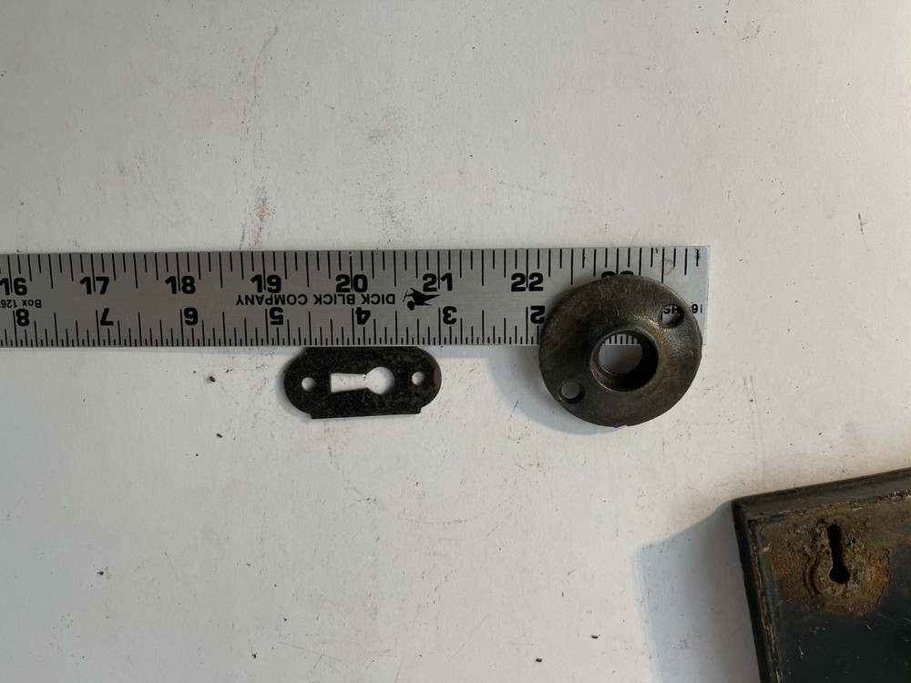 Vintage Mortise Lock Skeleton Key Catch Porcelain Knobs Spindle Escutcheon