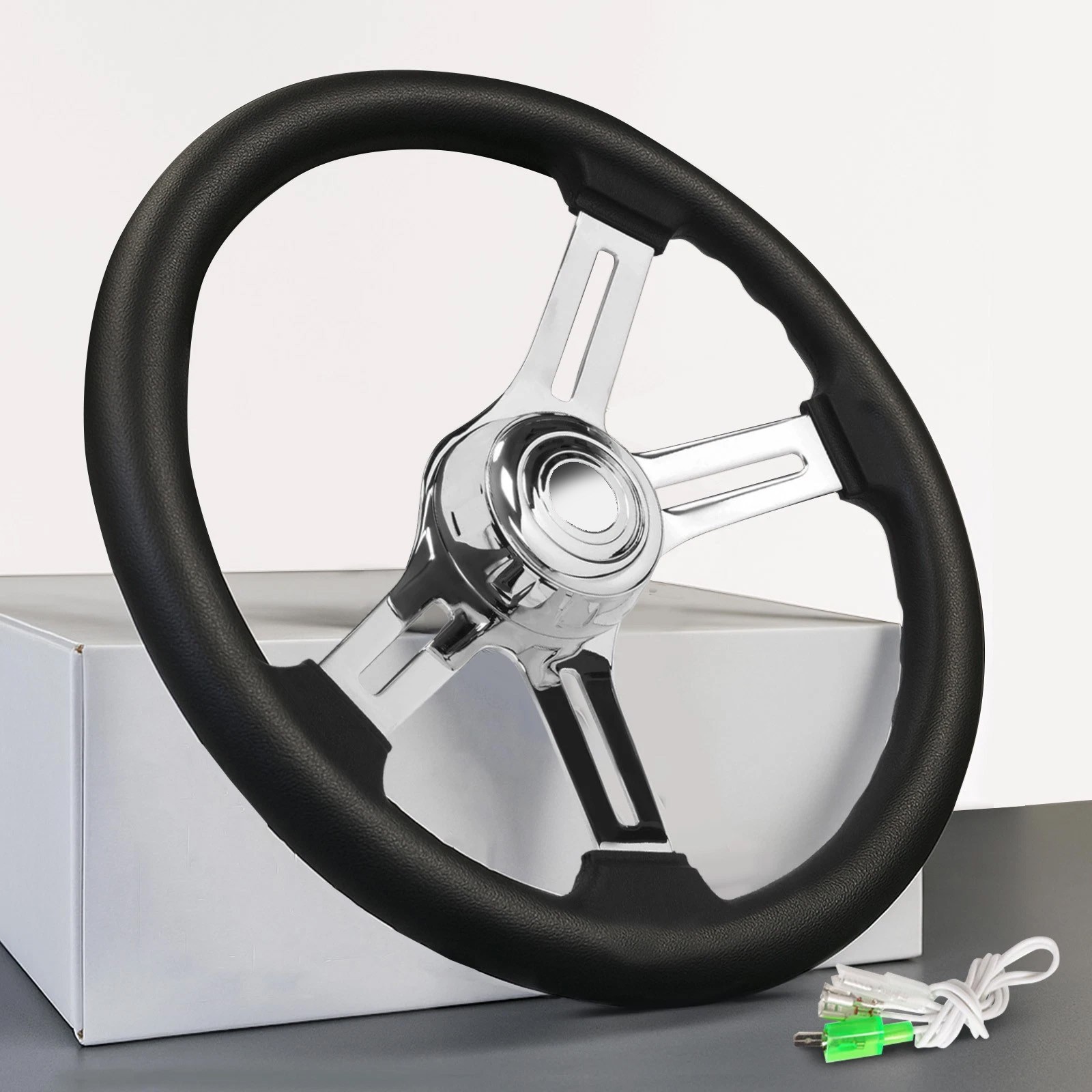 4 Spoke Steering Wheel 18" Black For Freightliner/ Kenworth/ Peterbilt/ Volvo