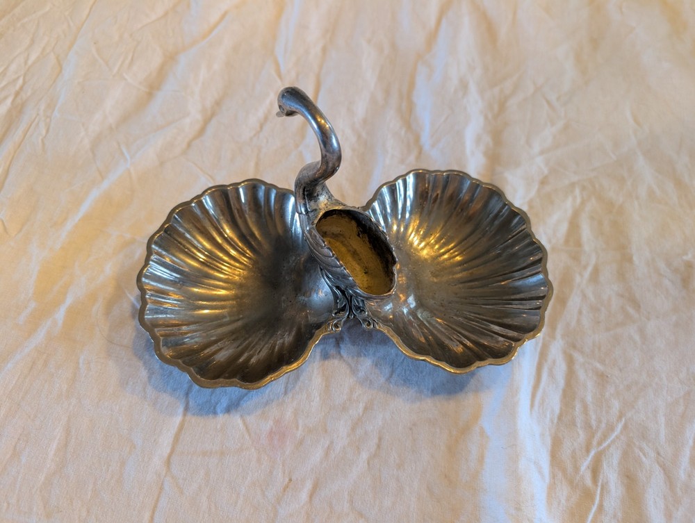 Vintage Silver Plated Swan Double Trinket Dish