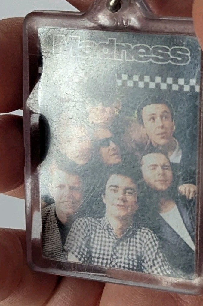 MADNESS - Vintage 1980s Band Keychain + Postcard + Pin - Lot Of 3 Pieces