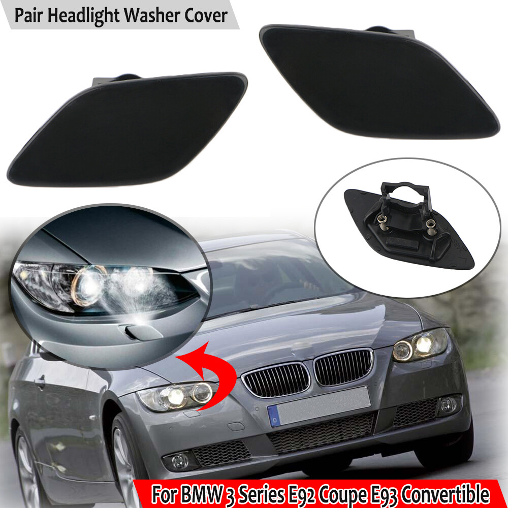 Pair Front Bumper Headlight Washer Cover Cap For BMW E92 Coupe E93 Convertible