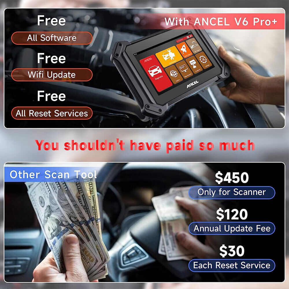 ANCEL V6 PRO+ All System Bidirectional OBD2 Scanner Diagnostic Key Programming