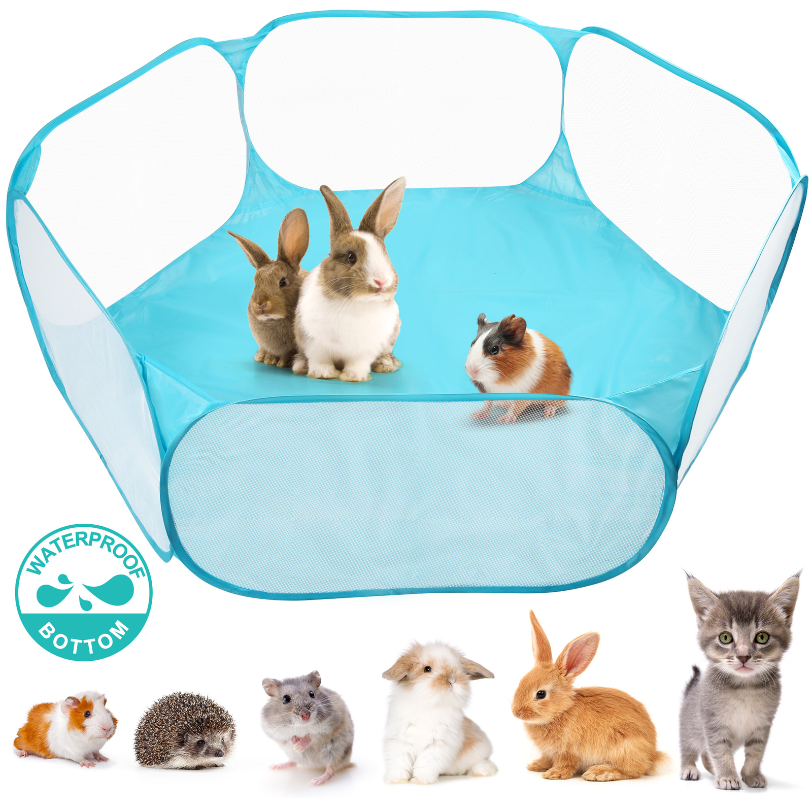 Small Animals Tent Cage Breathable Pet Playpen Pop Open Exercise Fence Rabbits