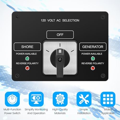 AC Rotary Switch Panel 2 Position, 120V 30A Selector Switch with Reverse